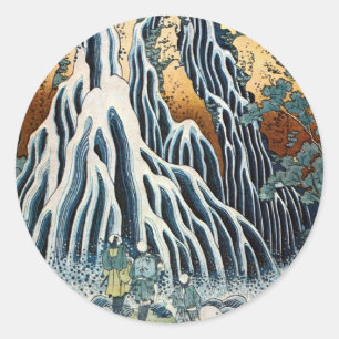Kirifuri Waterfall, Hokusai Classic Round Sticker