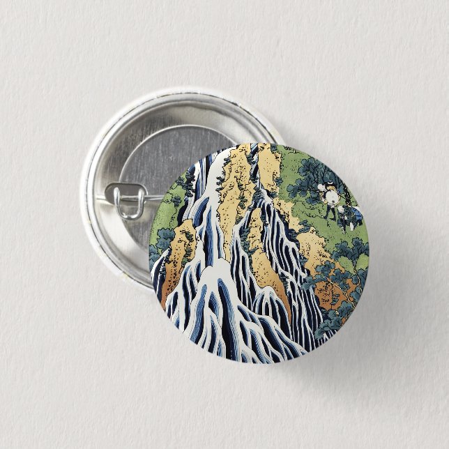 Kirifuri waterfall near Kurokami mountain Housai  3 Cm Round Badge (Front & Back)