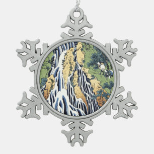 Kirifuri waterfall near Kurokami mountain Housai Snowflake Pewter Christmas Ornament