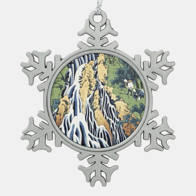 Kirifuri waterfall near Kurokami mountain Housai   Snowflake Pewter Christmas Ornament (Front)