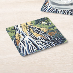 Kirifuri waterfall near Kurokami mountain Housai Square Paper Coaster