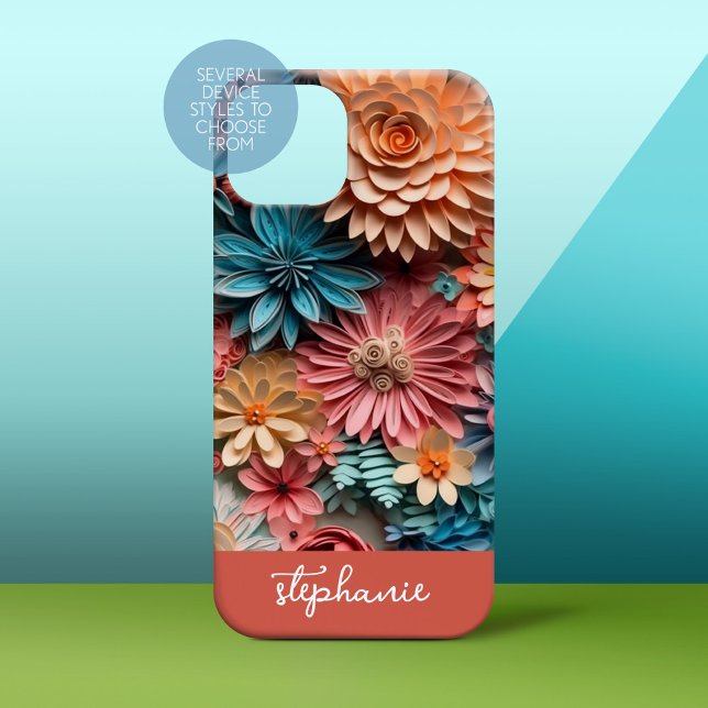 kirigami flowers - boho colours paper craft (floral phone case)