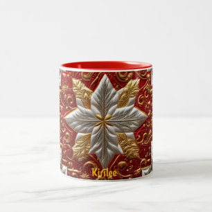 KIRILEE ~ PATCHWORK ~ CHRISTMAS PATTERN ~ Two-Tone COFFEE MUG