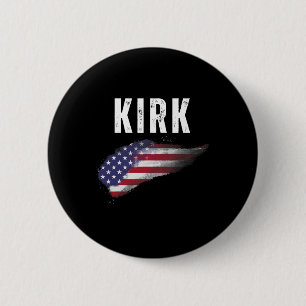 Kirk Usa Flag Personalised 4th Of July Freedom Pat 6 Cm Round Badge