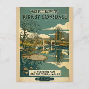 Kirkby Lonsdale Lune Valley Vintage Travel Poster Postcard