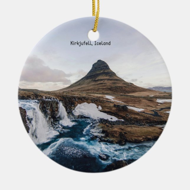 Kirkjufell, Church Mountain, Iceland, Ceramic Ornament (Front)