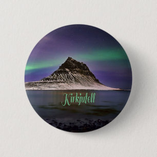 Kirkjufell Mountain in Iceland Northern Lights 6 Cm Round Badge