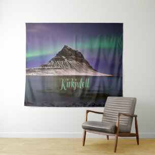 Kirkjufell Mountain in Iceland Northern Lights Tapestry