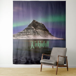 Kirkjufell Mountain in Iceland Northern Lights Tapestry