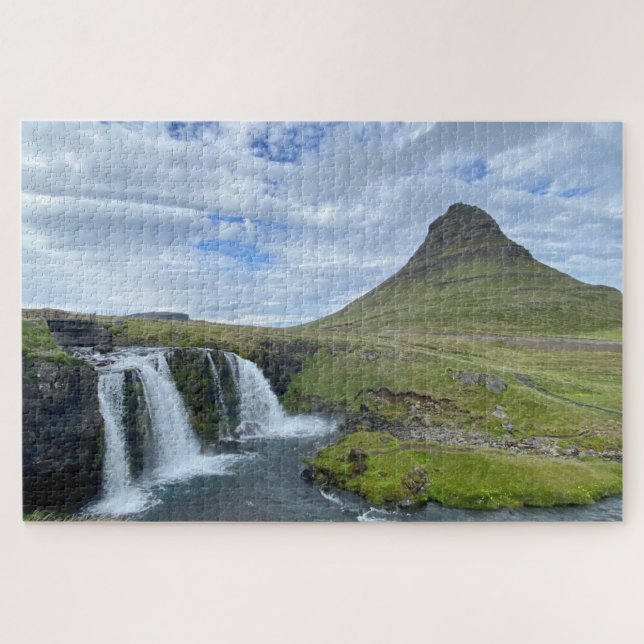Kirkjufellsfoss Waterfalls and Mountain in Iceland Jigsaw Puzzle (Horizontal)