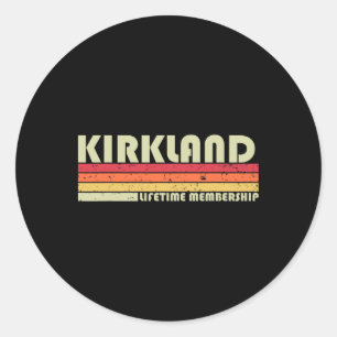 Kirkland Surname Funny Retro Vintage 90s Birthday  Classic Round Sticker