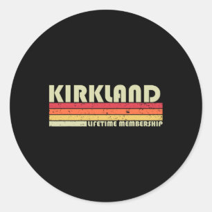 Kirkland Surname Funny Retro Vintage 90s Birthday Classic Round Sticker