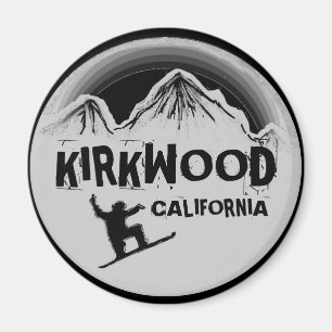 Kirkwood California black grey snowboard magnet