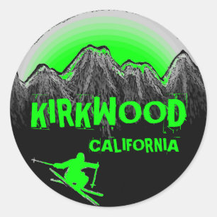 Kirkwood California green theme skier stickers