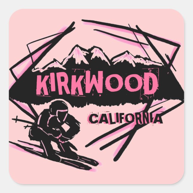 Kirkwood California pink theme skier stickers (Front)