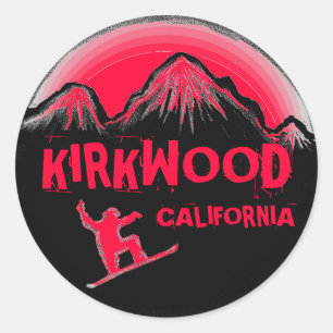 Kirkwood California red pink snowboard stickers