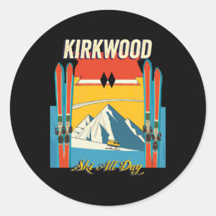 Kirkwood California Ski All Day - Retro Vintage St Classic Round Sticker
