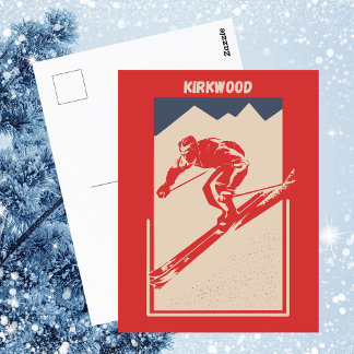 Kirkwood Mountain Resort in California - Retro Ski Postcard