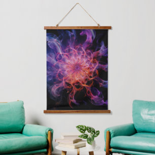 Kirlian Emberflow: Electric Mist Form Hanging Tapestry