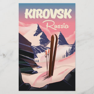 Kirovsk Russia ski travel poster Stationery