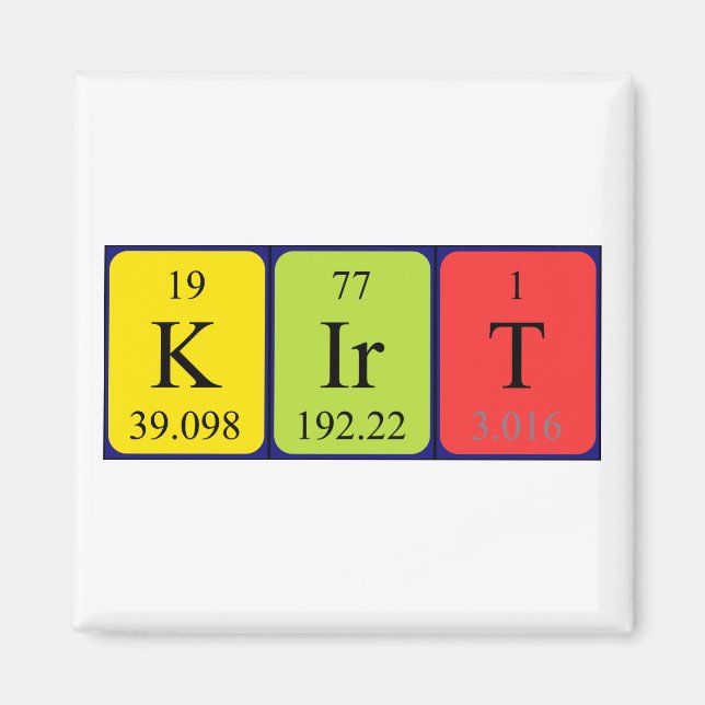 Kirt periodic table name magnet (Front)