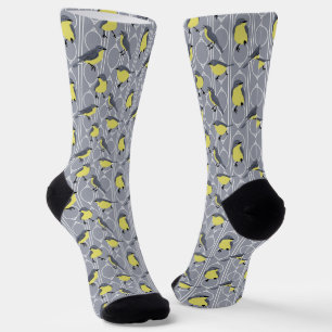 Kirtland's Warblers Bird Lovers Grey and Yellow Socks