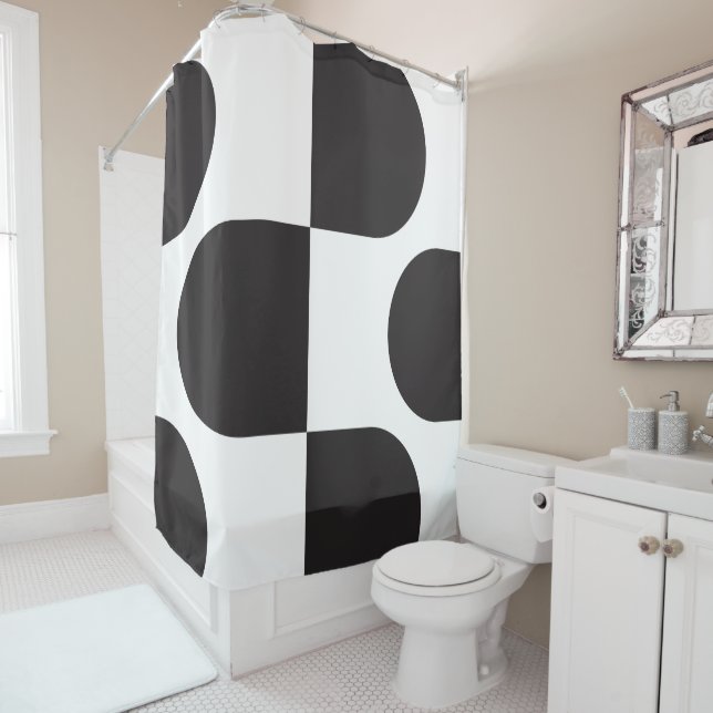 Kismet Black & White Shower Curtain (In Situ)
