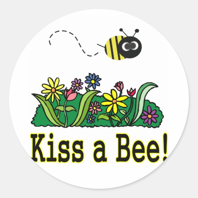 Kiss a Bee Classic Round Sticker (Front)