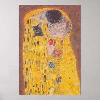 Kiss and cat Gustav Klimt Poster