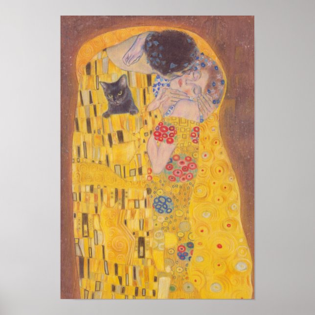 Kiss and cat Gustav Klimt Poster (Front)