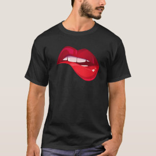 Kiss And Make Up Cool Red Lip Bite Valentine Kisse T-Shirt
