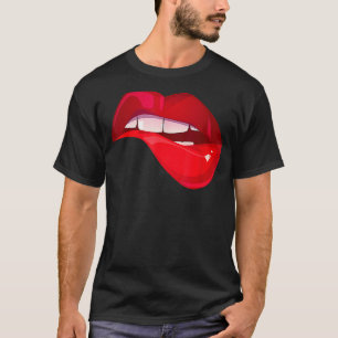 Kiss And Make Up Cool Red Lip Bite Valentines Day T-Shirt
