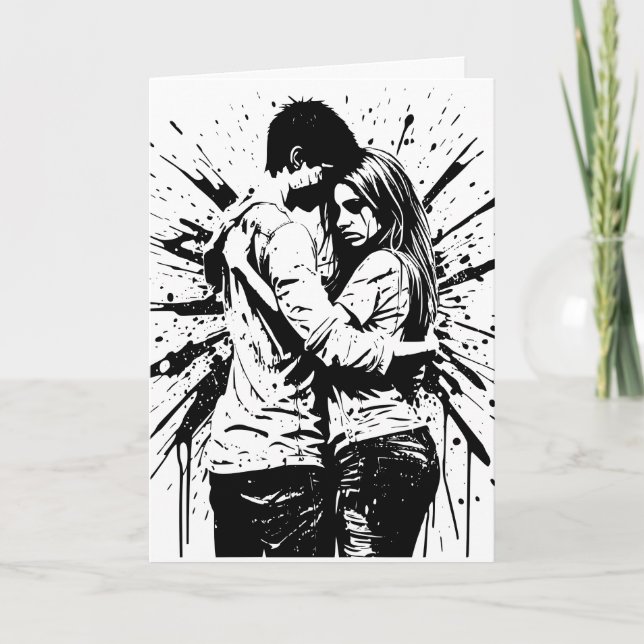 Kiss and Make Up? Couple's Fighting  Card (Front)