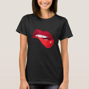 Kiss and Make Up Lip Bite Girl Valentine Kisses Re T-Shirt