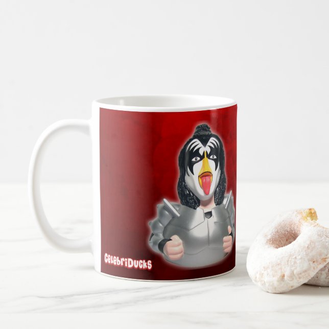 Kiss Band Rubber Duck -CelebriDucks Gene Simmons Coffee Mug (With Donut)
