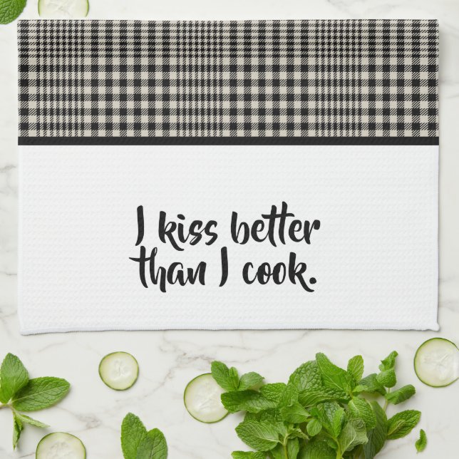 Kiss Better Than Cook Funny   Tea Towel (Folded)