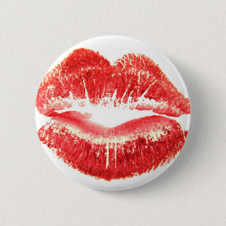 Kiss by woman's red lips 6 cm round badge