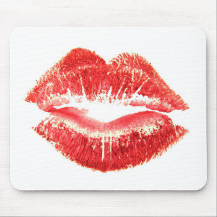 Kiss by woman's red lips mouse pad