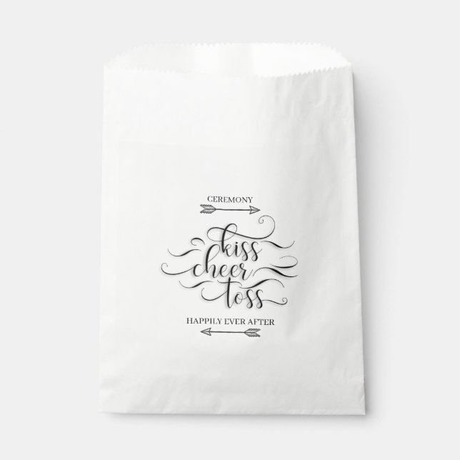 Kiss Cheer Toss - Wedding Aisle Exit Petal Throw Favour Bag (Front)