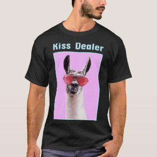 Kiss Dealer Llama with Heart Glasses T-Shirt