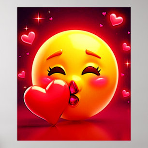 Kiss Emoji: Love and Hearts Art Poster