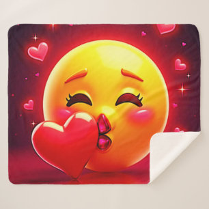 Kiss Emoji: Love and Hearts Art Sherpa Blanket