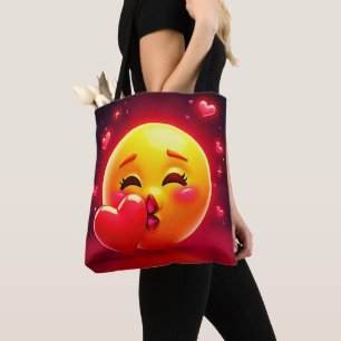 Kiss Emoji: Love and Hearts Art Tote Bag