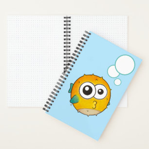 Kiss from a Pufferfish, Cute Cartoon Fish Notebook