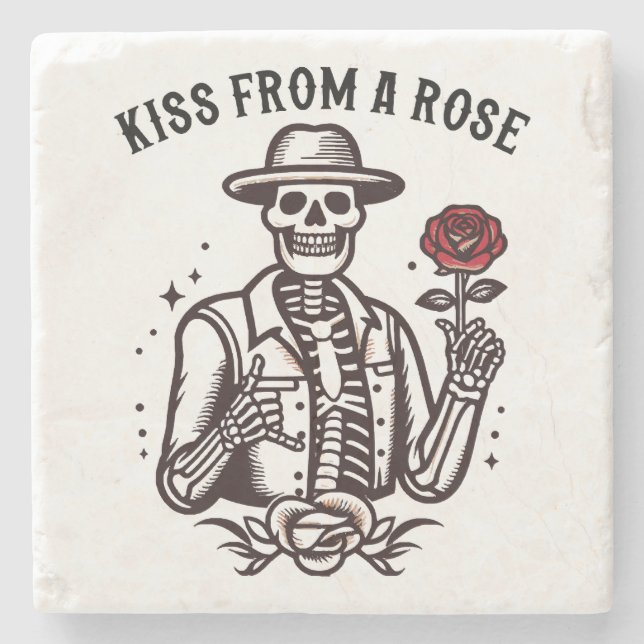 Kiss From A Rose Stone Coaster (Front)