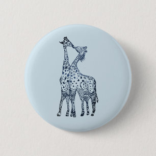 Kiss Giraffes Round Badge