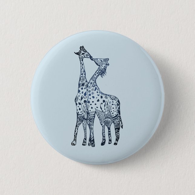 Kiss Giraffes Round Badge (Front)