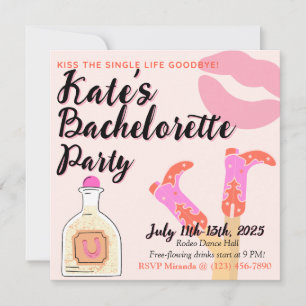 Kiss Goodbye Bachelorette Invitation