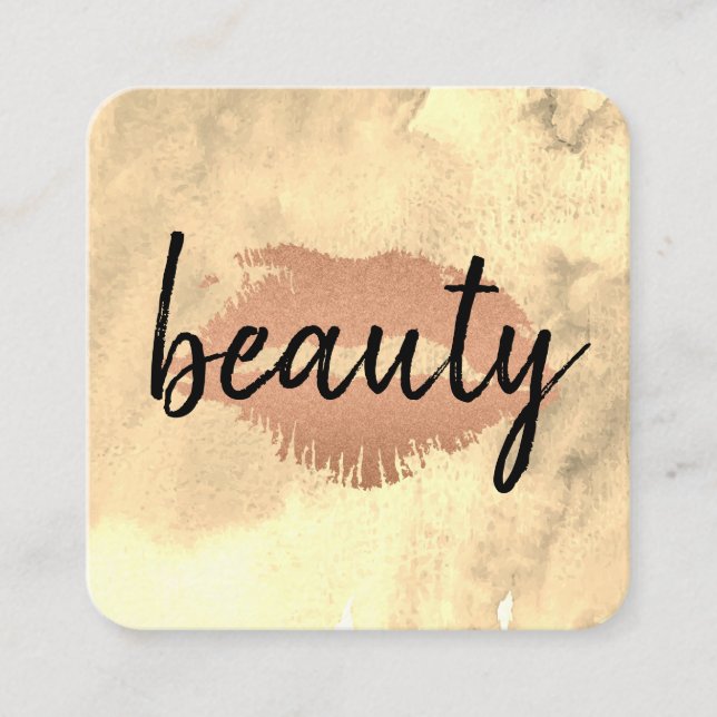 Kiss Handwritten Watercolor Square Business Card (Front)