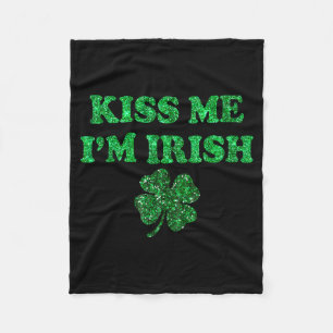 Kiss irish funny men women kids st patricks day fleece blanket